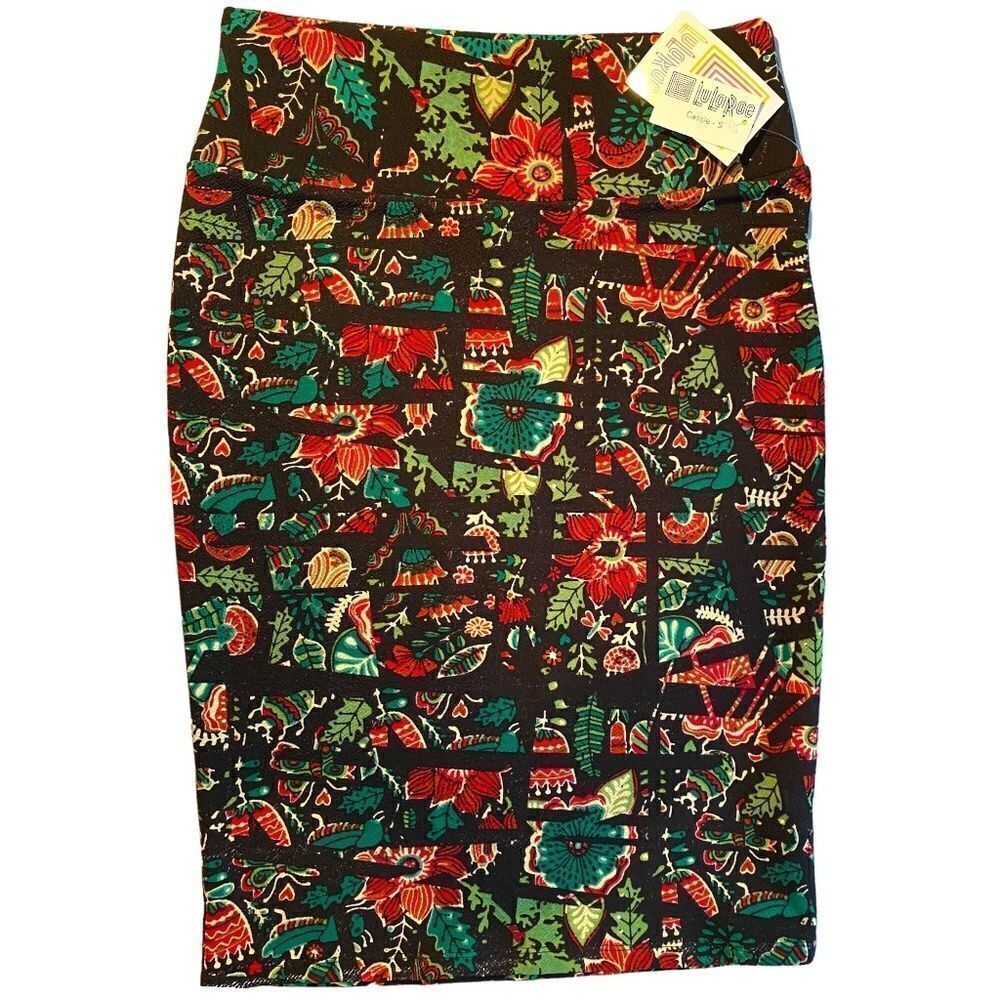 0380 LulaRoe Skirt Women Size S Brown Green Leaves Cassie NWT